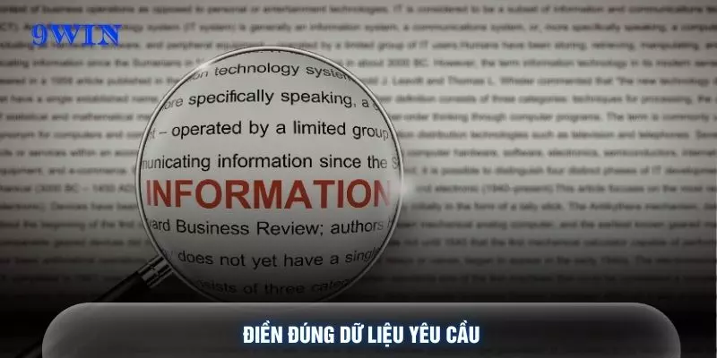 Điền đúng dữ liệu yêu cầu