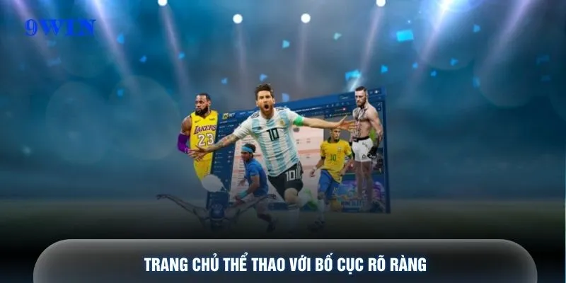 Trang chủ thể thao với bố cục rõ ràng